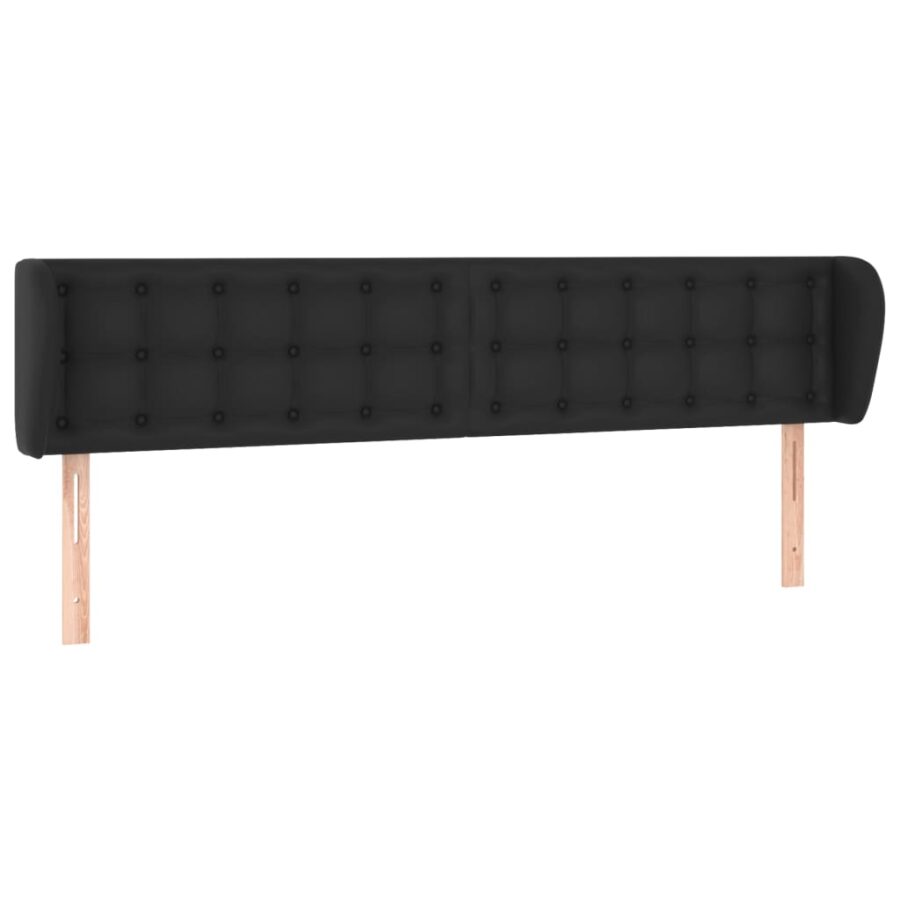 Hoofdbord met randen 163x23x78/88 cm kunstleer zwart - Afbeelding 2