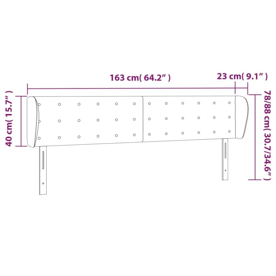 Hoofdbord met randen 163x23x78/88 cm kunstleer zwart - Afbeelding 9