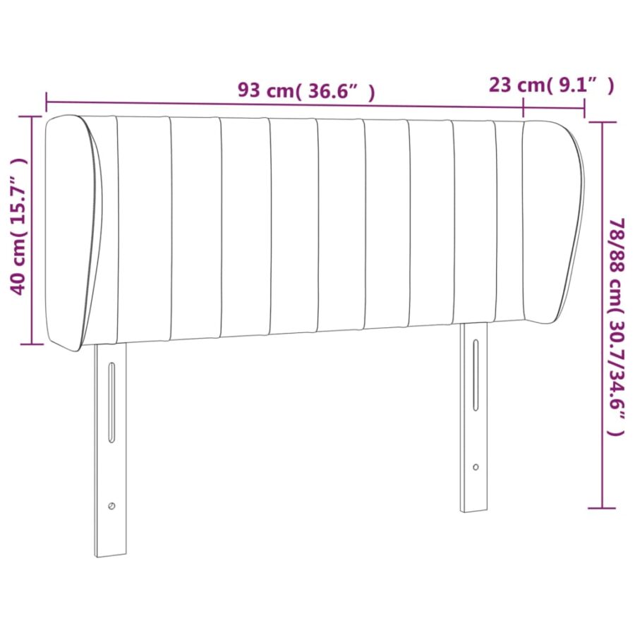 Hoofdbord met randen 93x23x78/88 cm fluweel zwart - Afbeelding 9