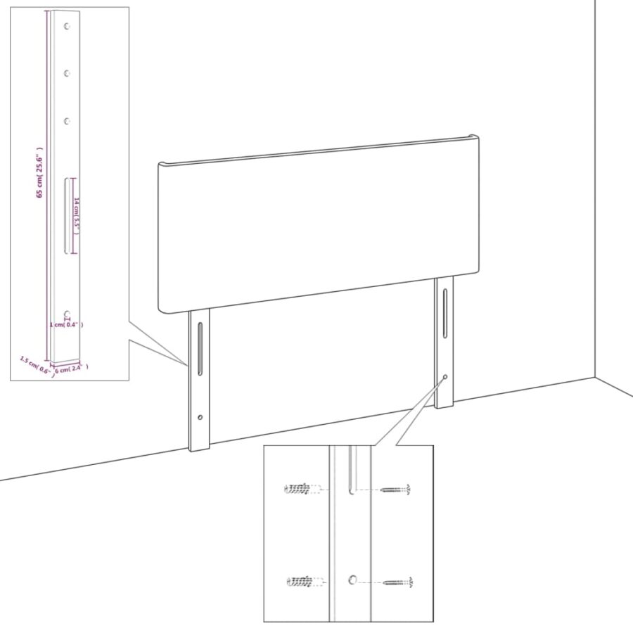 Hoofdbord met randen 83x23x118/128 cm stof taupe - Afbeelding 6