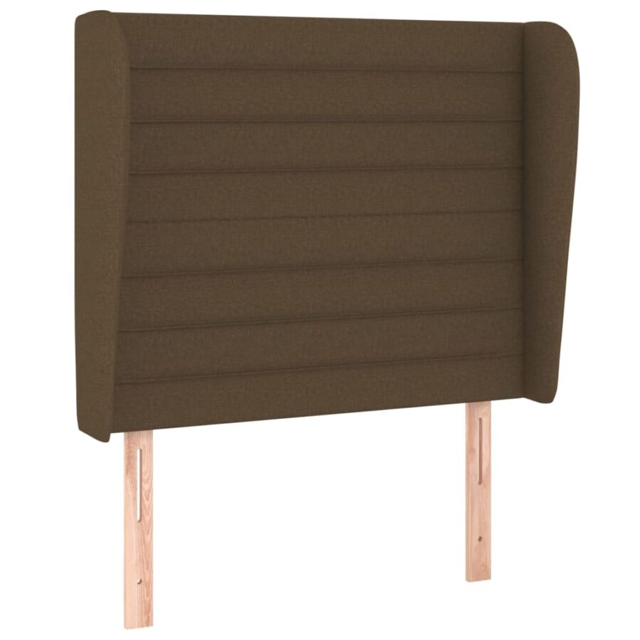 Hoofdbord met randen 103x23x118/128 cm stof donkerbruin - Afbeelding 2