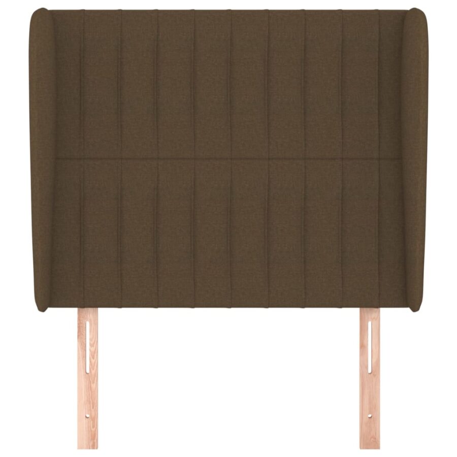 Hoofdbord met randen 103x23x118/128 cm stof donkerbruin - Afbeelding 3