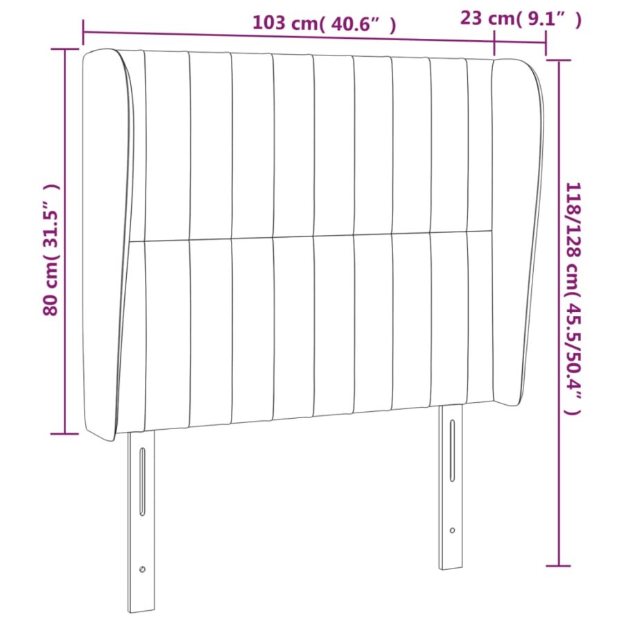 Hoofdbord met randen 103x23x118/128 cm stof donkerbruin - Afbeelding 9