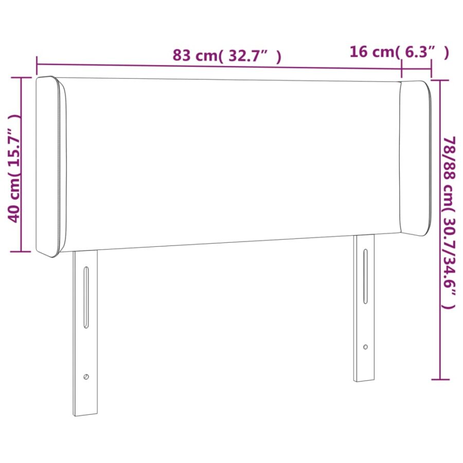 Hoofdbord met randen 83x16x78/88 cm stof taupe - Afbeelding 9