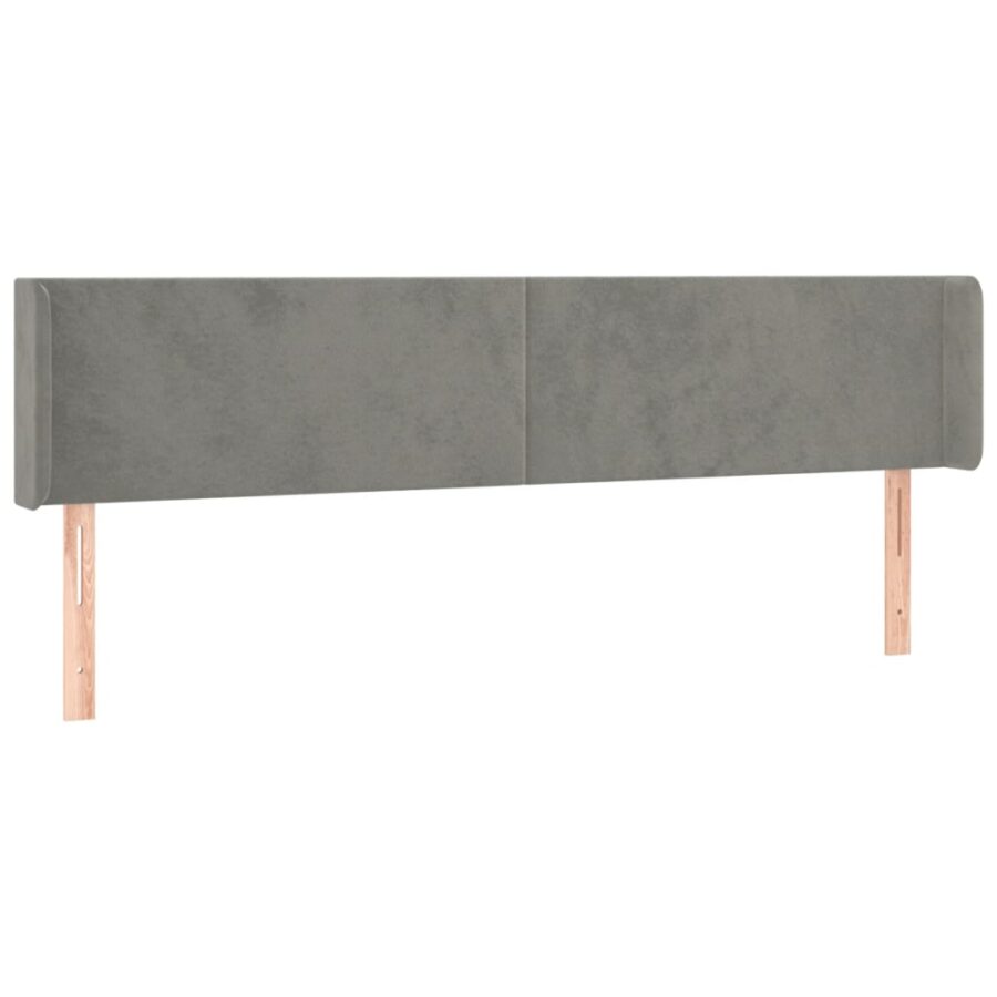 Hoofdbord met randen 163x16x78/88 cm fluweel lichtgrijs - Afbeelding 2