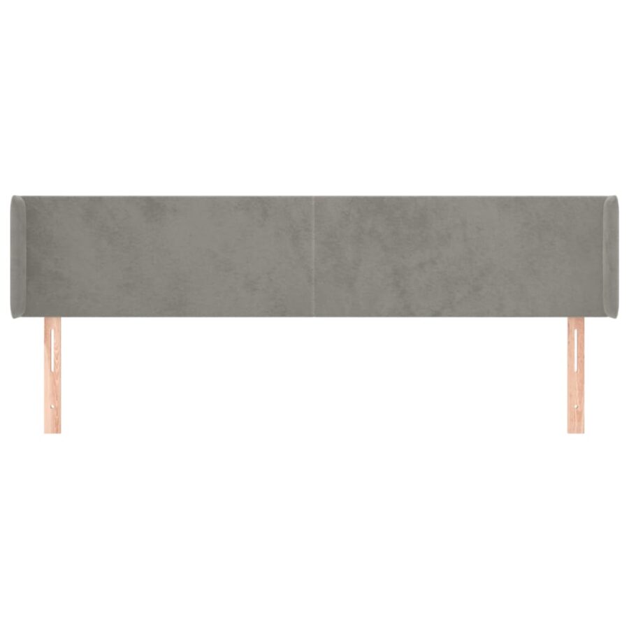 Hoofdbord met randen 163x16x78/88 cm fluweel lichtgrijs - Afbeelding 3