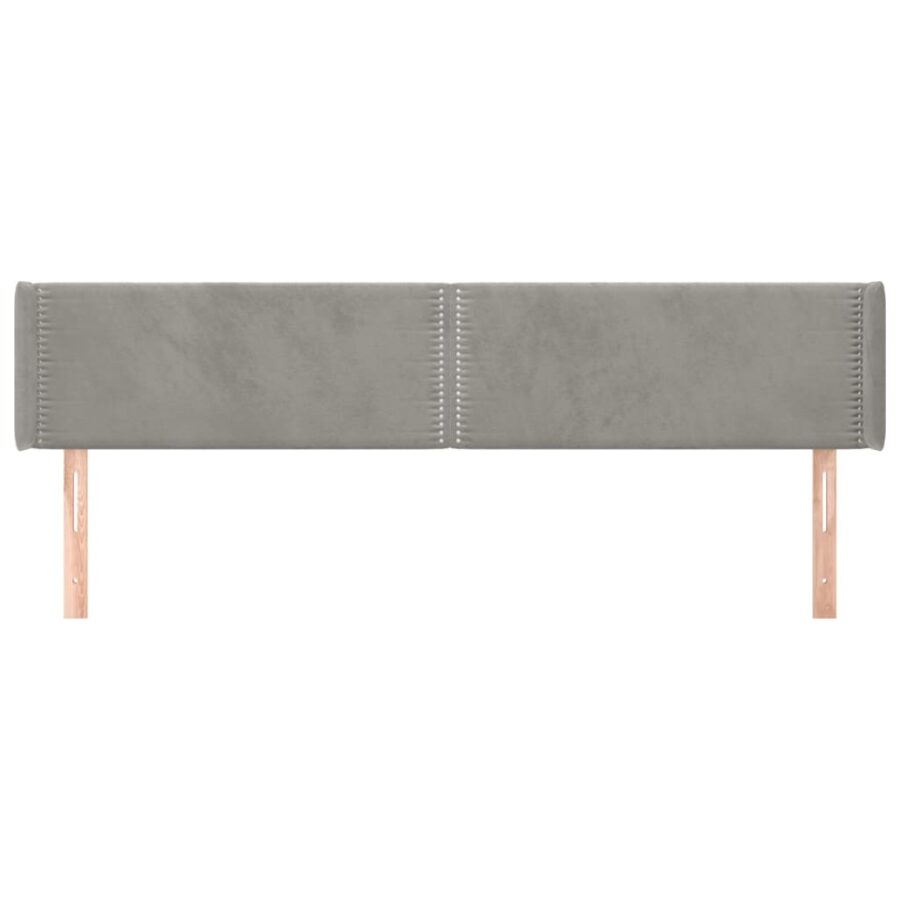 Hoofdbord met randen 163x16x78/88 cm fluweel lichtgrijs - Afbeelding 3