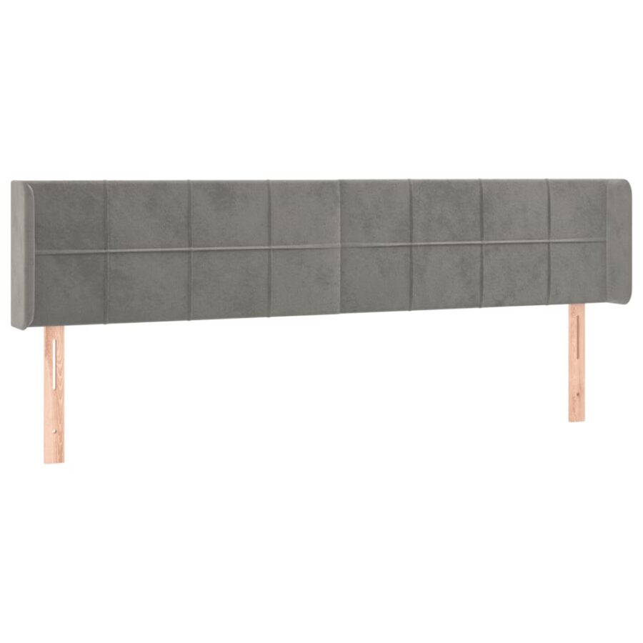 Hoofdbord met randen 163x16x78/88 cm fluweel lichtgrijs - Afbeelding 2
