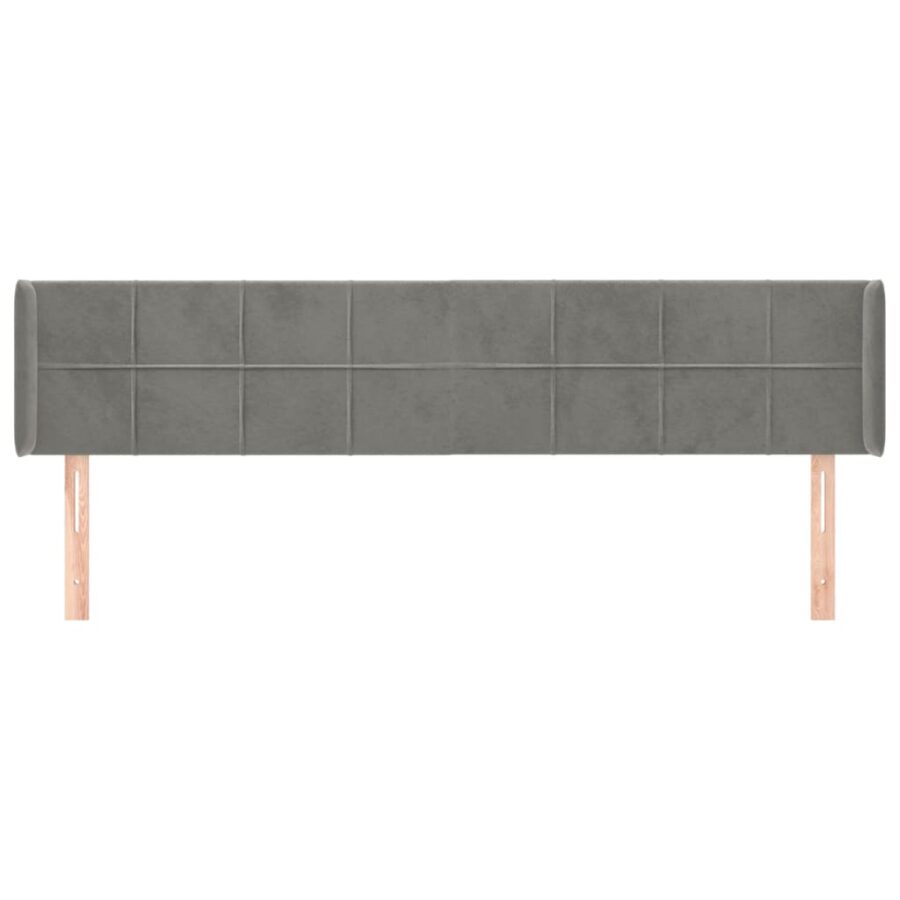 Hoofdbord met randen 163x16x78/88 cm fluweel lichtgrijs - Afbeelding 3