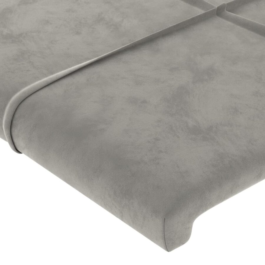 Hoofdbord met randen 163x16x78/88 cm fluweel lichtgrijs - Afbeelding 5