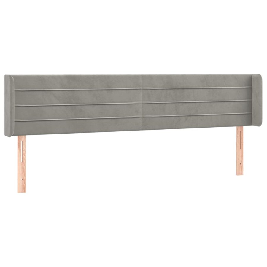 Hoofdbord met randen 163x16x78/88 cm fluweel lichtgrijs - Afbeelding 2