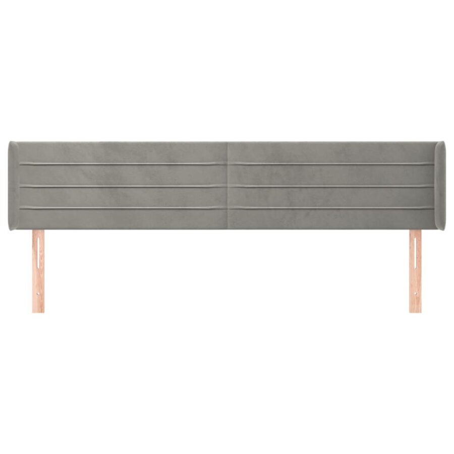 Hoofdbord met randen 163x16x78/88 cm fluweel lichtgrijs - Afbeelding 3