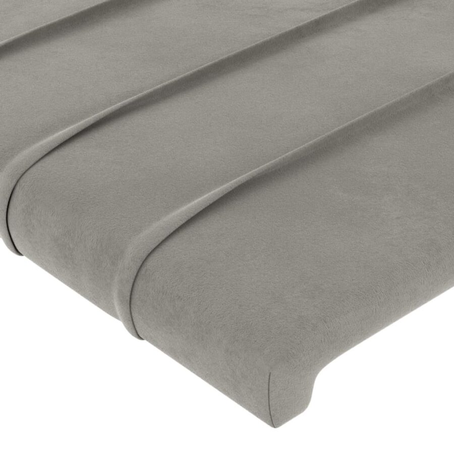 Hoofdbord met randen 163x16x78/88 cm fluweel lichtgrijs - Afbeelding 5