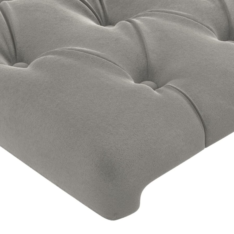 Hoofdbord met randen 163x16x78/88 cm fluweel lichtgrijs - Afbeelding 5