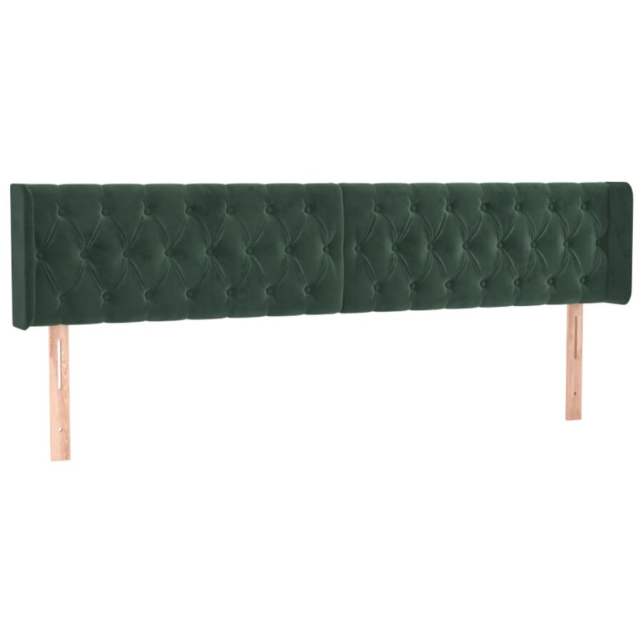 Hoofdbord met randen 203x16x78/88 cm fluweel donkergroen - Afbeelding 2