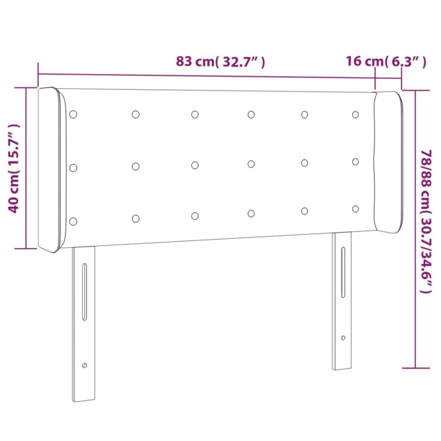 Hoofdbord met randen 83x16x78/88 cm stof taupe - Afbeelding 9
