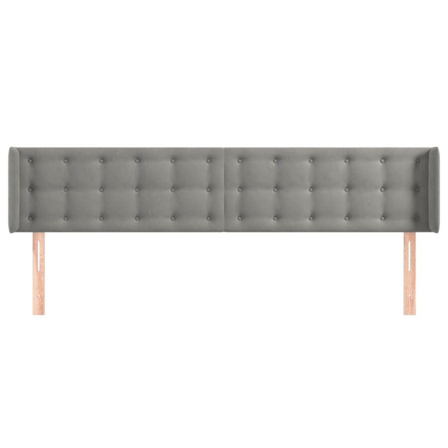 Hoofdbord met randen 163x16x78/88 cm fluweel lichtgrijs - Afbeelding 3