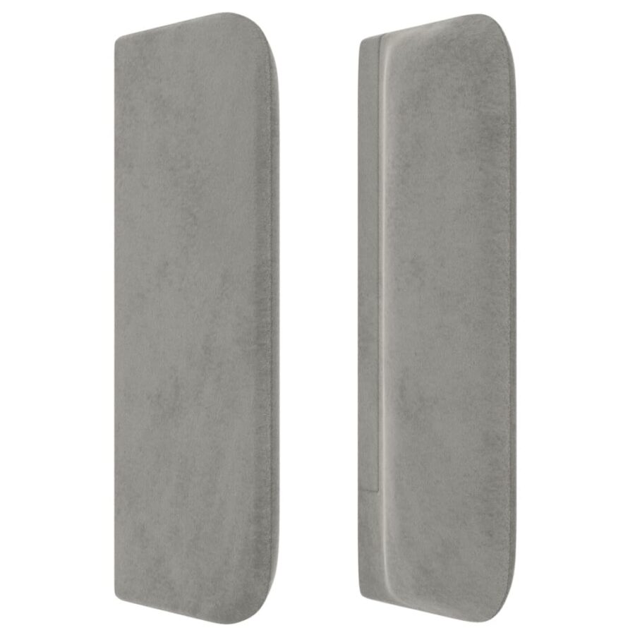 Hoofdbord met randen 163x16x78/88 cm fluweel lichtgrijs - Afbeelding 4