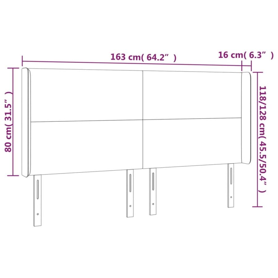 Hoofdbord met randen 163x16x118/128 cm fluweel donkergroen - Afbeelding 9