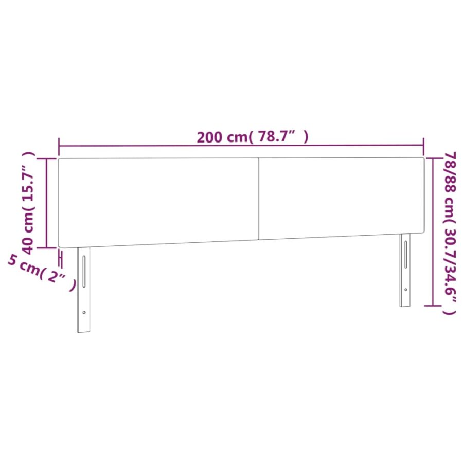 Hoofdbord LED 200x5x78/88 cm stof donkerbruin - Afbeelding 6
