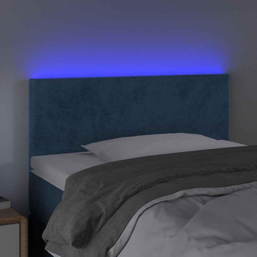 Hoofdbord LED 80x5x78/88 cm fluweel donkerblauw - Afbeelding 3