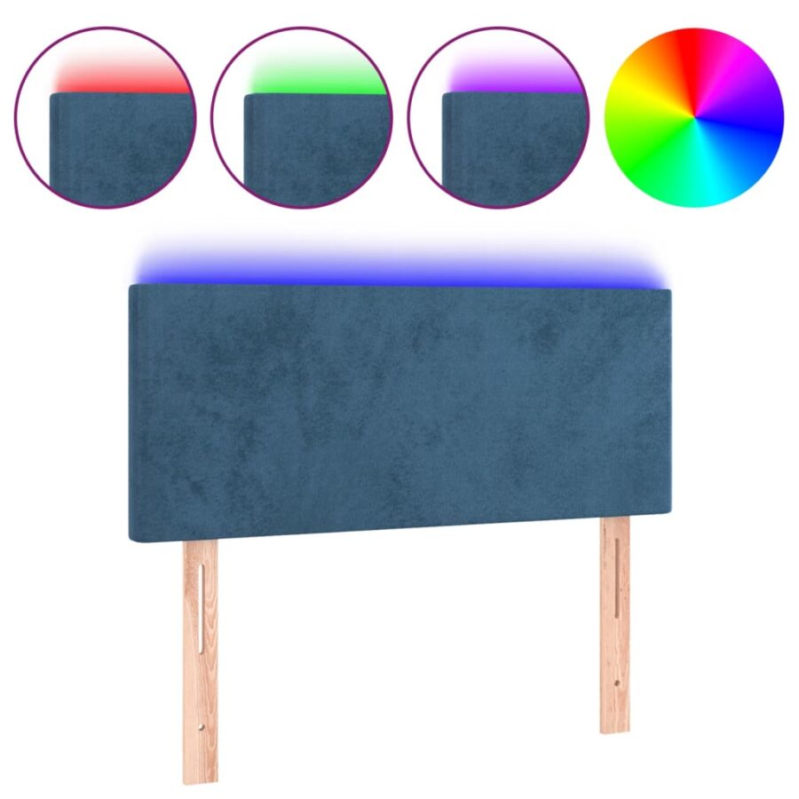 Hoofdbord LED 100x5x78/88 cm fluweel donkerblauw - Afbeelding 2