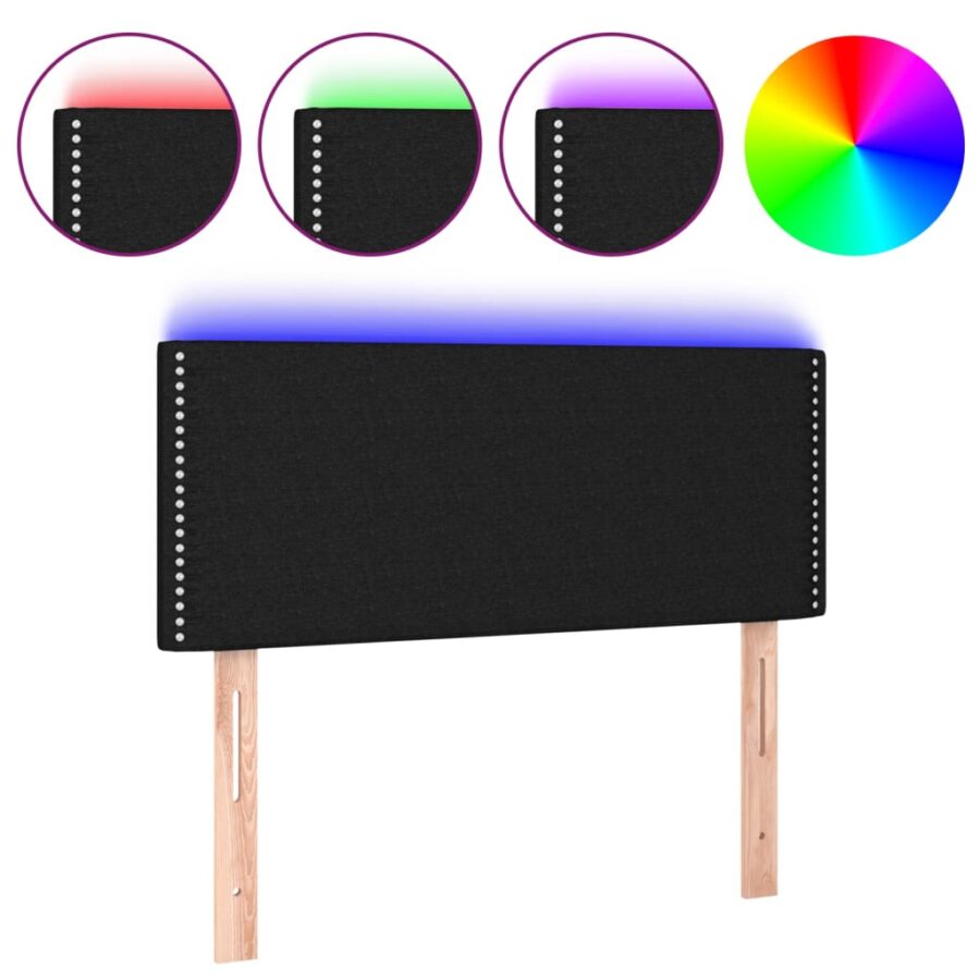 Hoofdbord LED 80x5x78/88 cm stof zwart - Afbeelding 2