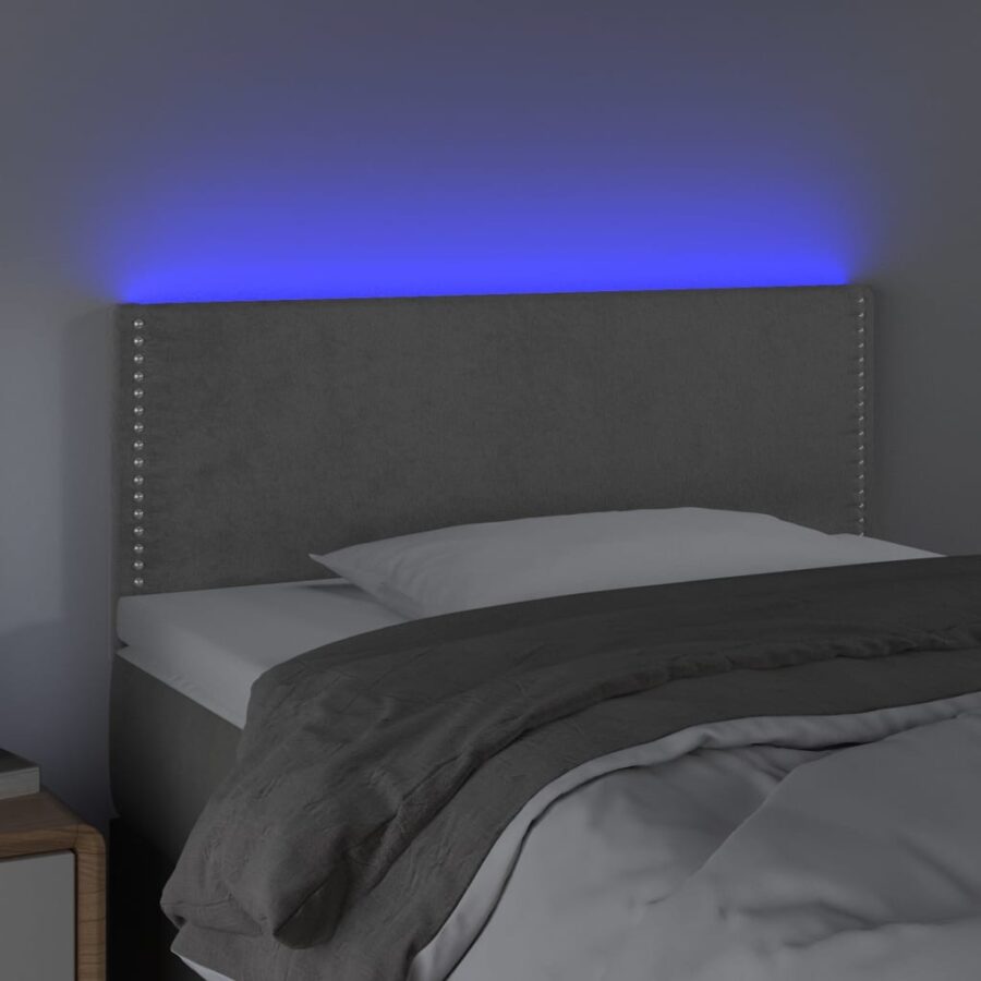Hoofdbord LED 100x5x78/88 cm fluweel lichtgrijs - Afbeelding 3