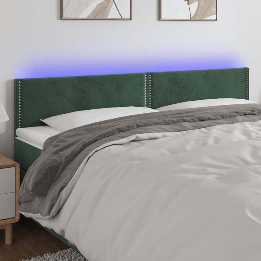 Hoofdbord LED 160x5x78/88 cm fluweel donkergroen