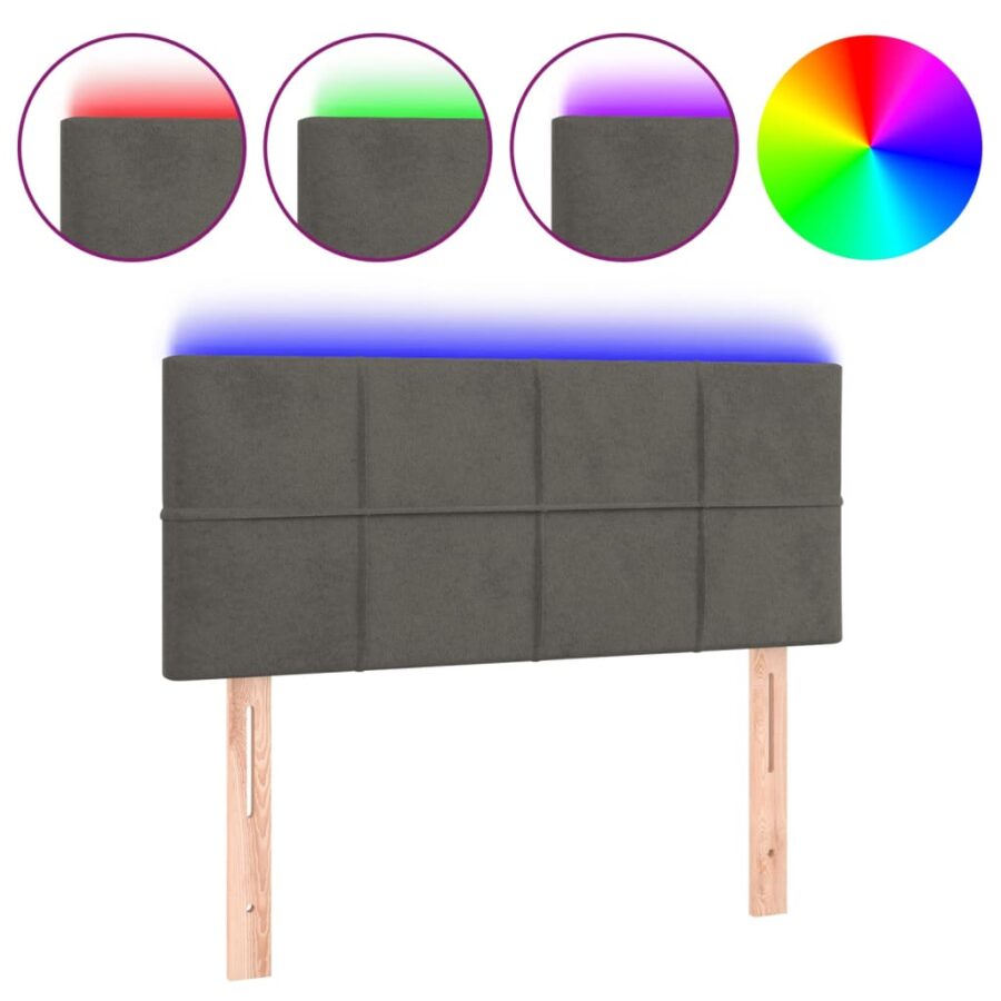 Hoofdbord LED 100x5x78/88 cm fluweel donkergrijs - Afbeelding 2