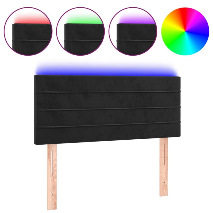 Hoofdbord LED 90x5x78/88 cm fluweel zwart - Afbeelding 2