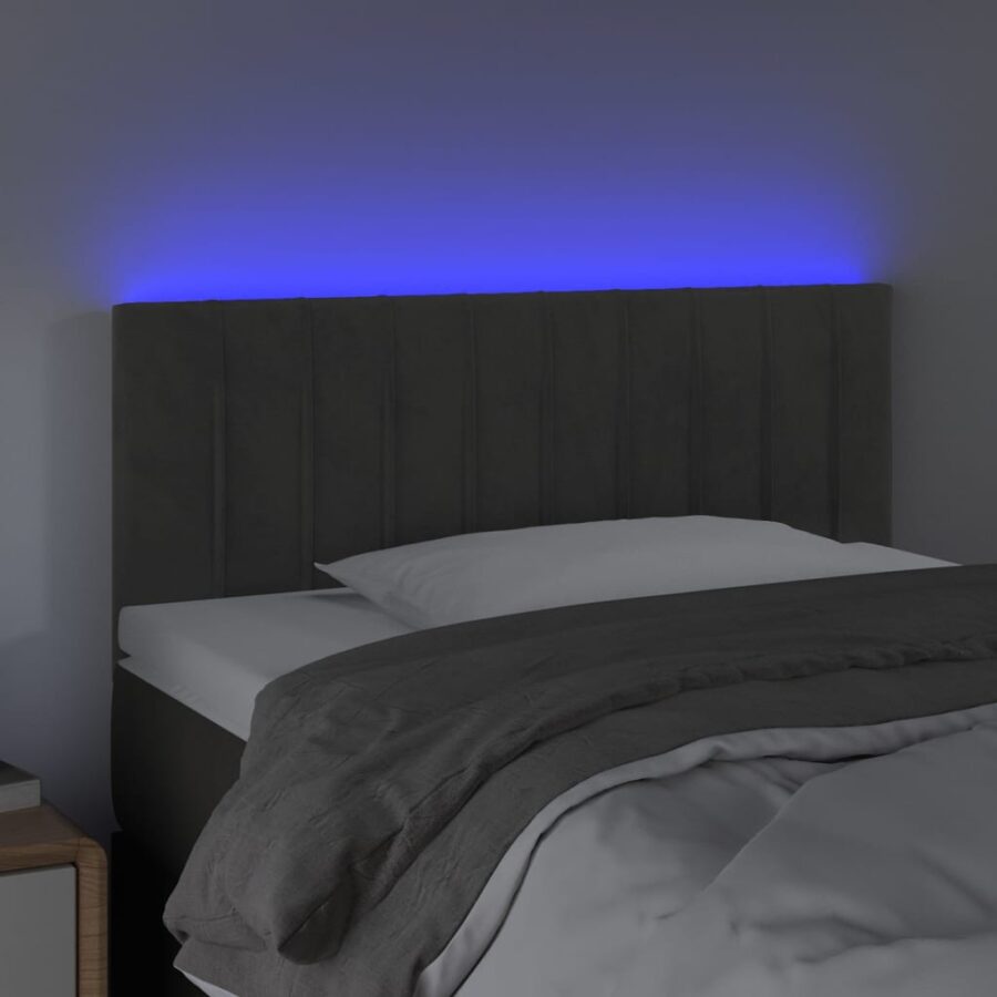 Hoofdbord LED 100x5x78/88 cm fluweel donkergrijs - Afbeelding 3