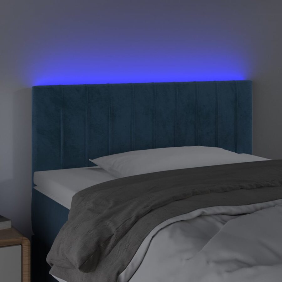 Hoofdbord LED 100x5x78/88 cm fluweel donkerblauw - Afbeelding 3