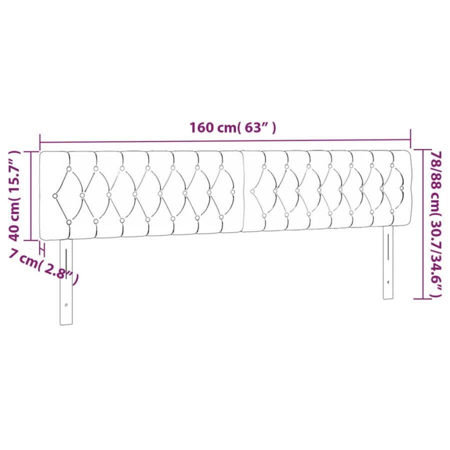 Hoofdbord LED 160x7x78/88 cm fluweel zwart - Afbeelding 6