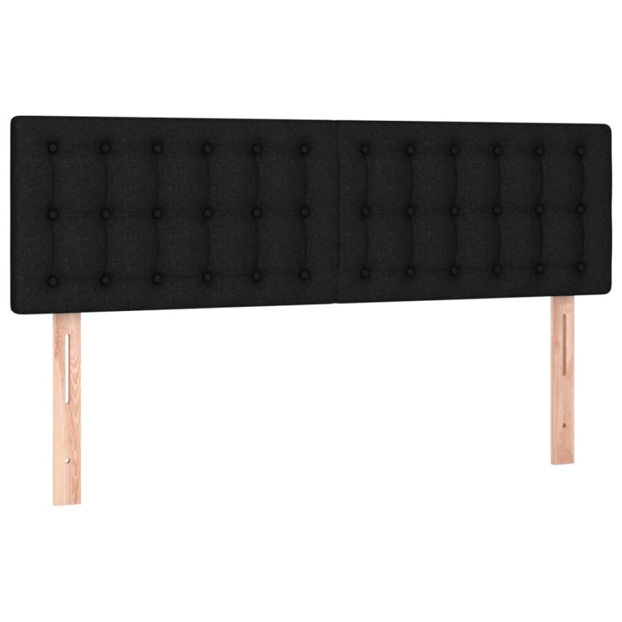 Hoofdbord LED 144x5x78/88 cm stof zwart - Afbeelding 4