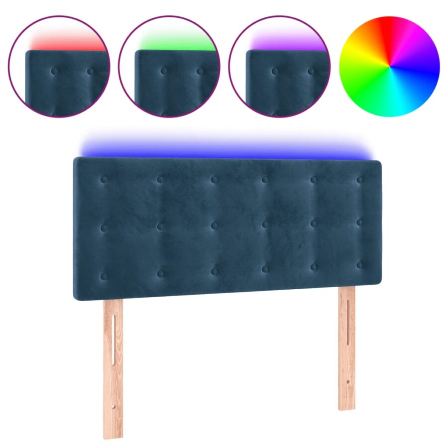 Hoofdbord LED 80x5x78/88 cm fluweel donkerblauw - Afbeelding 2