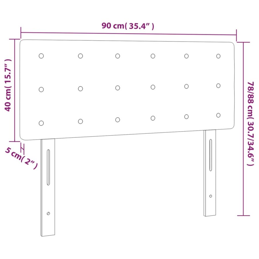 Hoofdbord LED 90x5x78/88 cm fluweel lichtgrijs - Afbeelding 6