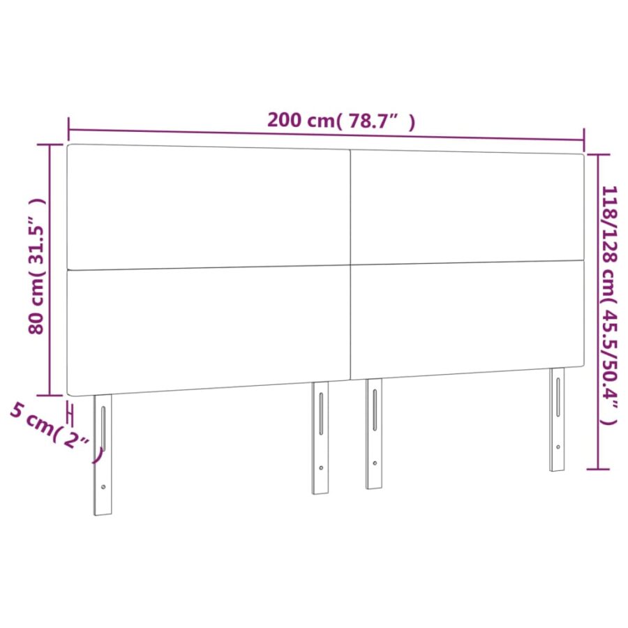 Hoofdbord LED 200x5x118/128 cm kunstleer wit - Afbeelding 6