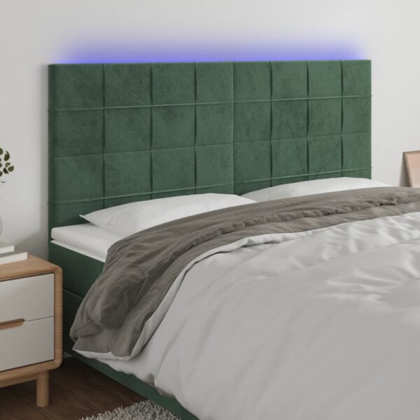 Hoofdbord LED 160x5x118/128 cm fluweel donkergroen