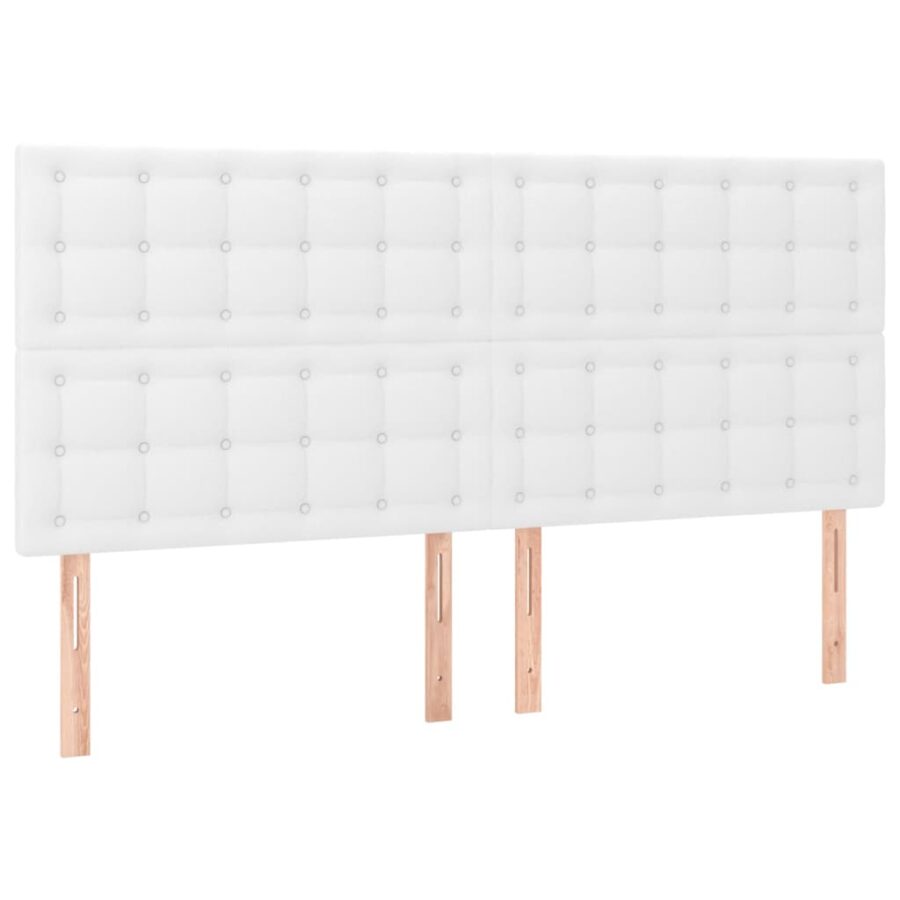 Hoofdbord LED 200x5x118/128 cm kunstleer wit - Afbeelding 4