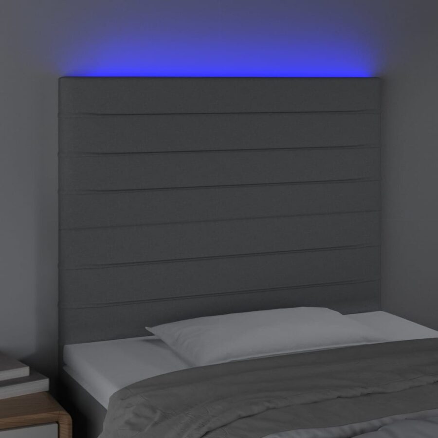 Hoofdbord LED 100x5x118/128 cm stof lichtgrijs - Afbeelding 3