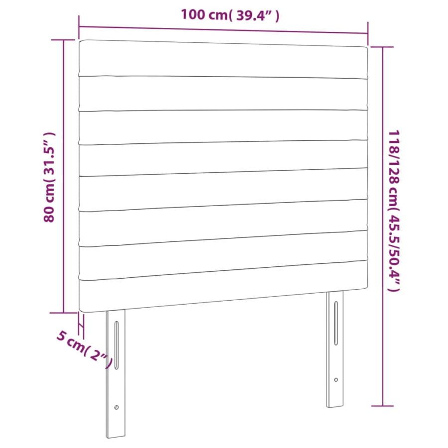 Hoofdbord LED 100x5x118/128 cm stof donkergrijs - Afbeelding 6