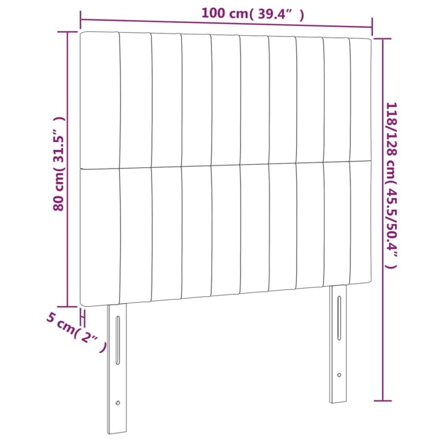 Hoofdbord LED 100x5x118/128 cm stof lichtgrijs - Afbeelding 6