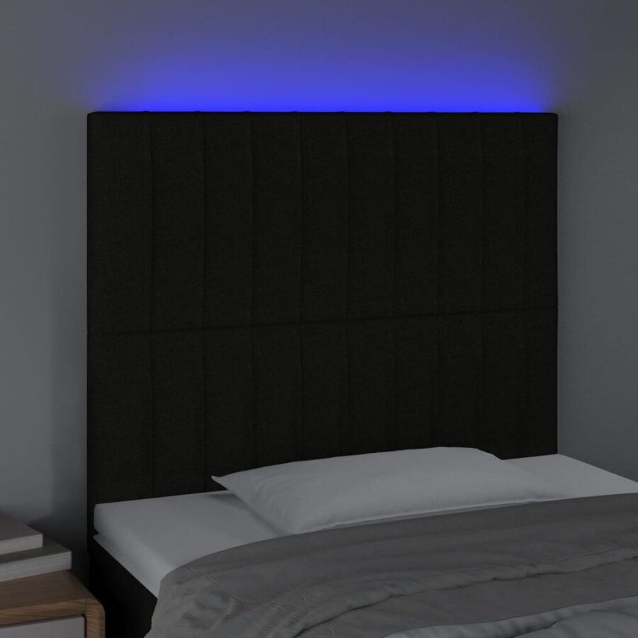 Hoofdbord LED 100x5x118/128 cm stof zwart - Afbeelding 3