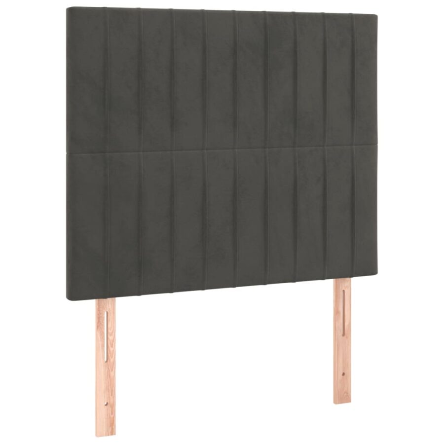 Hoofdbord LED 100x5x118/128 cm fluweel donkergrijs - Afbeelding 4