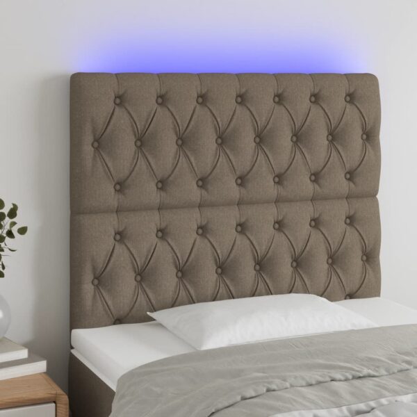 Hoofdbord LED 90x7x118/128 cm stof taupe