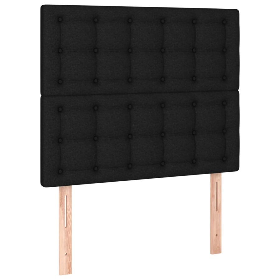 Hoofdbord LED 90x5x118/128 cm stof zwart - Afbeelding 4