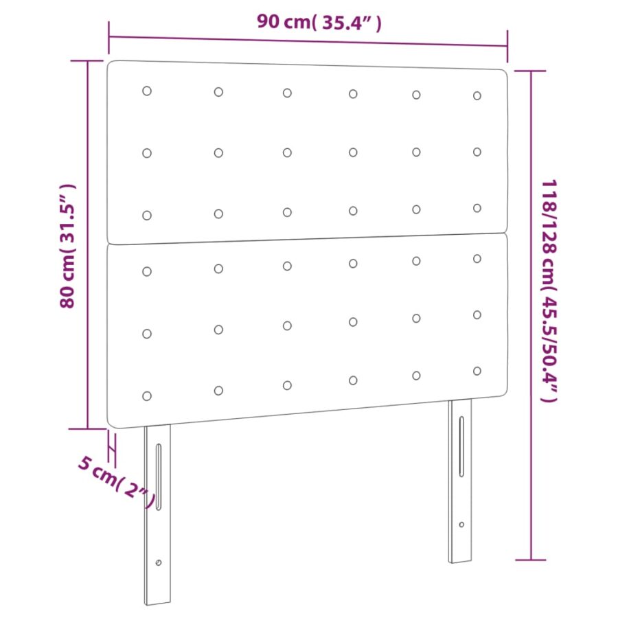 Hoofdbord LED 90x5x118/128 cm stof zwart - Afbeelding 6