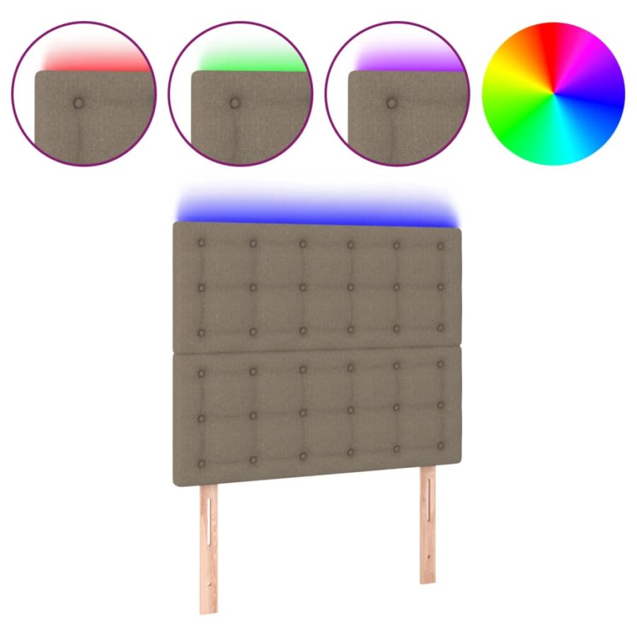 Hoofdbord LED 100x5x118/128 cm stof taupe - Afbeelding 2