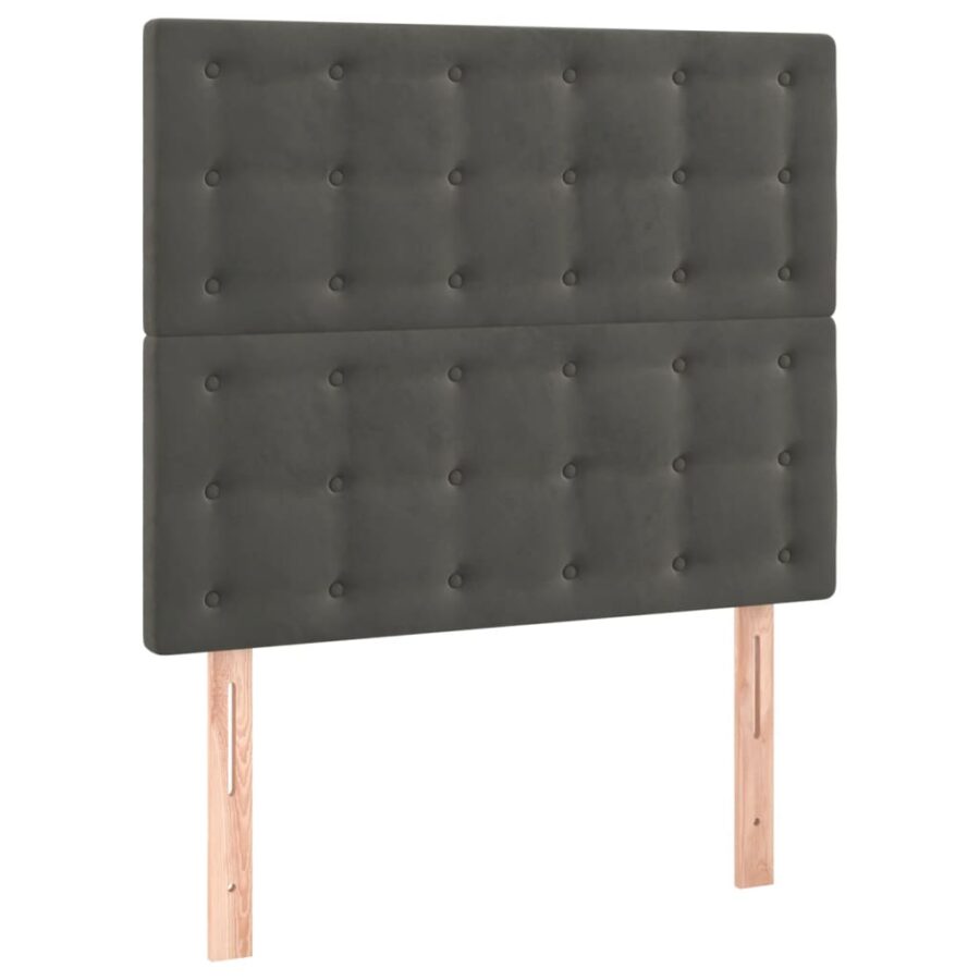 Hoofdbord LED 90x5x118/128 cm fluweel donkergrijs - Afbeelding 4